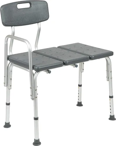 Vista 15 de Flash Furniture HERCULES Series - Banco de transferencia de baño y ducha gris ajustable con capacidad de 300 libras con respaldo y brazo lateral
