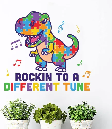Vista 11 de Calcomanía de vinilo para la pared, diseño de corazón para autismo, rompecabezas de apoyo autista, decoración de pared, decoración de pared