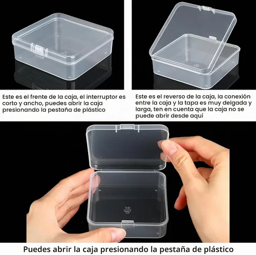 Vista 8 de SATINIOR Paquete de 300 recipientes de plástico transparente pequeños con tapa con bisagras a granel para joyas, manualidades, artículos pequeños