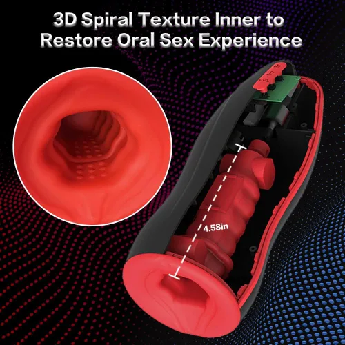 Vista 3 de Masturbador automático de 360° con oscilación cónica masculina, juguetes sexuales para adultos, calefacción vibratoria de mamada, manos libres