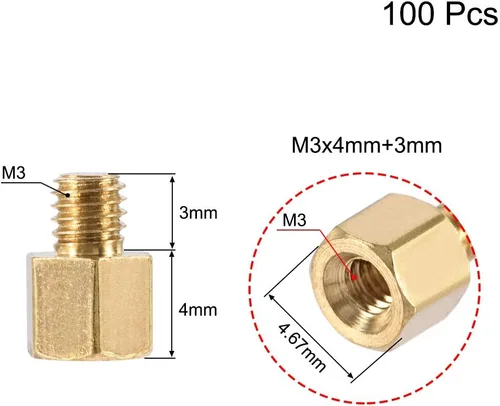Vista 2 de uxcell M3x4mm+0.118 in macho-hembra latón hexagonal PCB placa base separador separador para FPV Drone Quadcopter, computadora y placa de circuito