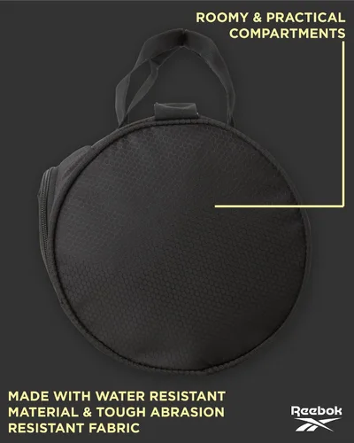 Vista 3 de Reebok Bolsa de lona Perth Sports Gym Bag Ligero de mano en fin de semana para viajes y playa, yoga, negro, gris (Black with Grey Logo)