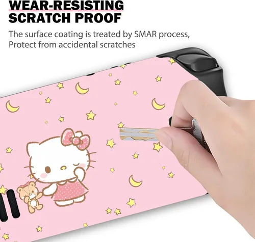 Vista 6 de Calcomanías protectoras de vinilo de gato rosa de anime, cubierta protectora de placa frontal para cubierta de equipo S