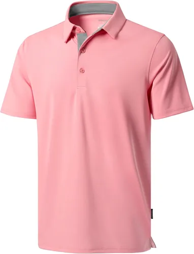 Vista 25 de Polo de golf para hombre, secado rápido, absorbe la humedad, manga corta A-Negro