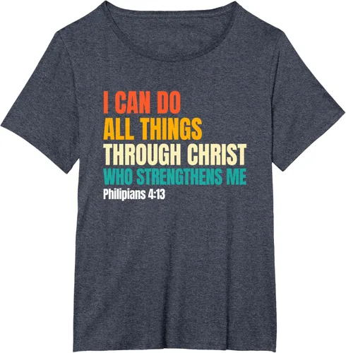 Vista 57 de I Can Do All Things Through Christ Christian Faith Camiseta, Negro, S