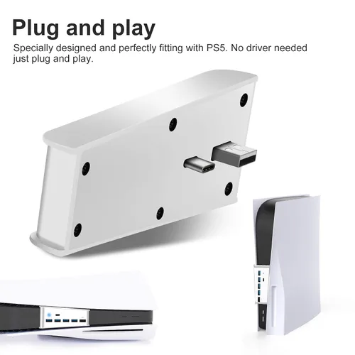 Vista 5 de EEEKit Hub USB de 5 puertos para PS5, PS5 USB de alta velocidad con 4 USB + 1 puerto de carga USB y 1 puerto tipo C, conector extensor USB Plug &