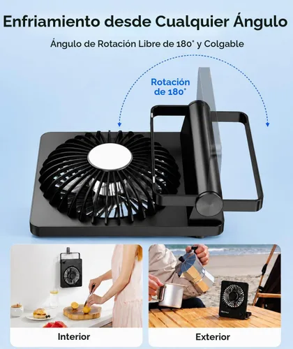 Vista 6 de EasyAcc Ventilador de viaje de 6000 mAh, ventilador de escritorio USB