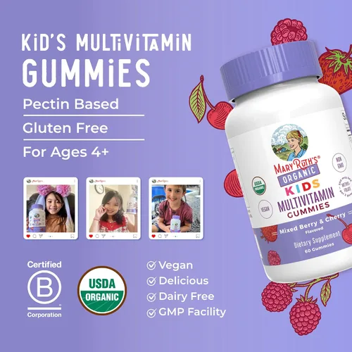 Vista 9 de MaryRuth Organics Vitaminas para niños Multi Suministro para 1 mes Gomitas multivitamínicas para niños de 4 años en adelante Multivitamínico