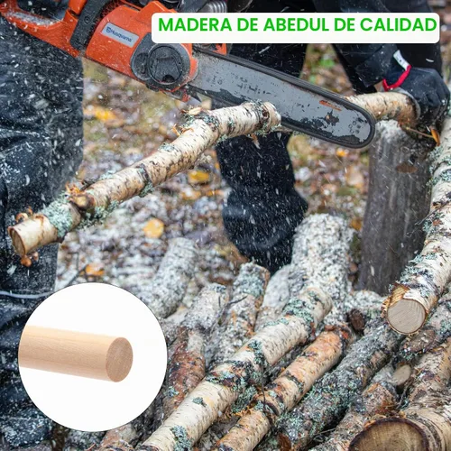 Vista 4 de Varillas de Clavija de Madera Tacos de Madera, 10 Piezas 1/2 x 12 pulgadas Varillas Redondas de Madera para Manualidades, Tacos de Macramé, Palos