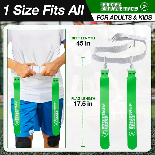 Vista 5 de Juego de fútbol con bandera, cinturones de fútbol ajustables para jóvenes, niños y adultos con 1 cinturón y 2 banderas (naranja)
