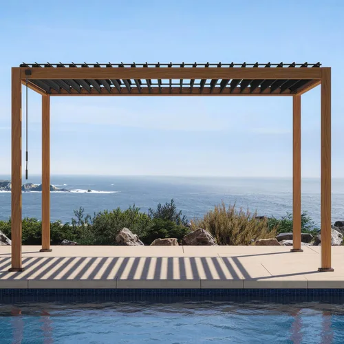 Vista 15 de Mirador 111S - Pérgola con listones redondeada de 10 pies x 10 pies, estructura completa de aluminio, techo ajustable, para exterior, duradera