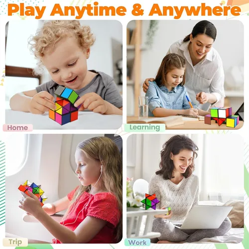 Vista 5 de Star Cube - Juego de cubos mágicos, cubo Yoshimoto 2 en 1 para niños y adultos, juguete para niños y niñas de 8 a 12 años