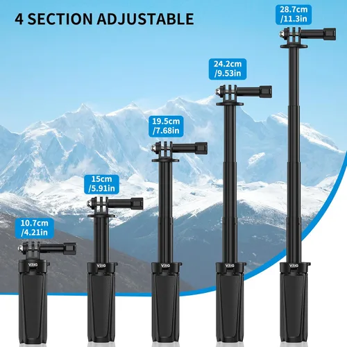 Vista 2 de VRIG TP29 Mini trípode extensible para cámara, portátil con mango pequeño, para cámara web de escritorio, selfie, trípode para DJI Osmo Action