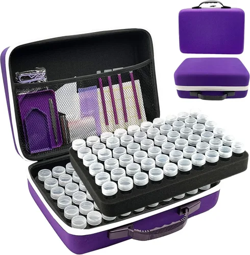 Vista 20 de Contenedores de almacenamiento de pintura de diamantes, 30 ranuras para accesorios de pintura de diamantes y herramientas para estuche organizador