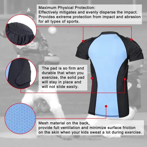 Vista 4 de Protector de costilla de fútbol acolchado para niños y niñas, camiseta de protección de pecho para rugby, béisbol, fútbol, baloncesto