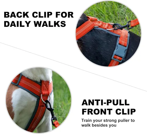 Vista 43 de Arnés para perro Plutus Pet sin tirón, arnés ajustable de nylon con acolchado suave, arnés para perro reflectante y resistente para perros pequeños