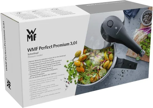 Vista 20 de WMF Perfect Premium - Olla a presión todo en uno de acero inoxidable pulido, 2 niveles de cocción, perilla giratoria todo en uno, apta