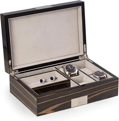 Vista 4 de Bey Berk Ebony Finish Wood 4 relojes Kevin Lacado Velour Caja de reloj