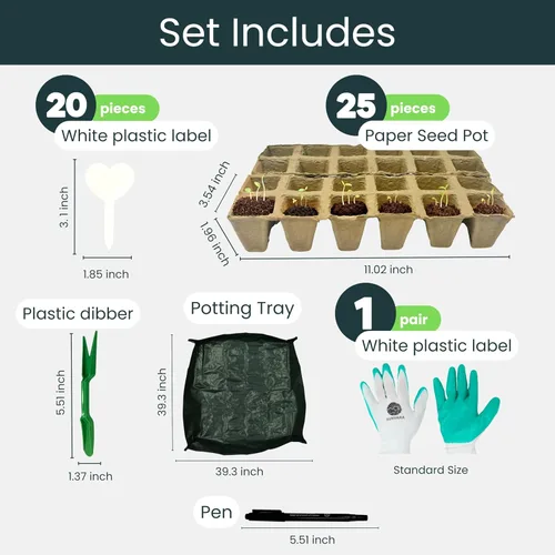 Vista 2 de SunVara Macetas de turba para plántulas, 300 unidades, macetas biodegradables para principiantes de semillas con orificios de drenaje, macetas