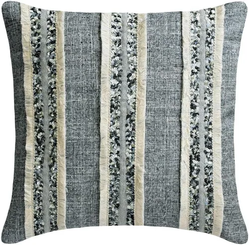 Vista 7 de The HomeCentric Funda de almohada con cremallera, funda de cojín azul de 12 x 12 pulgadas, funda de cojín de algodón bordado para sofá, diseño