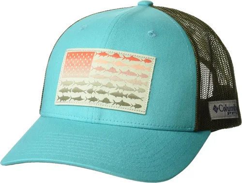 Vista 345 de Columbia Gorra de bola de malla Bandera antigua de malva/blanco/pescado