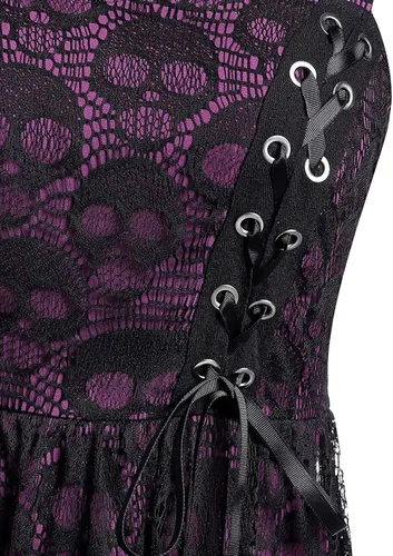 Vista 3 de Disfraz de Halloween para mujer, talla grande, malla de encaje, sin mangas, camisola, mini vestido