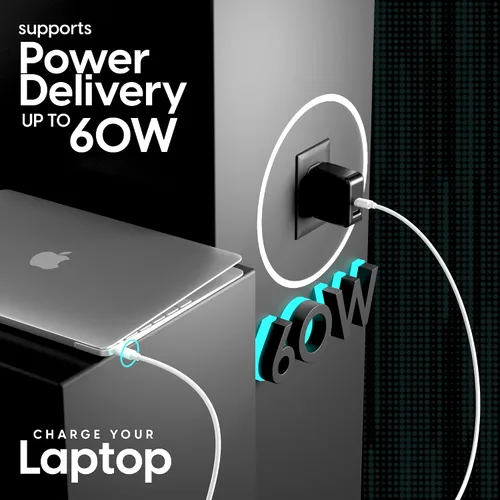 Vista 4 de TalkWorks Cable USB C a USB C de 10 pies, cargador de teléfono Android, resistente, PD tipo C, cable de entrega de energía de carga rápida