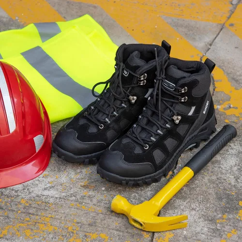 Vista 9 de SUADEX Botas con punta de acero para hombres y mujeres, botas de trabajo antideslizantes, botas de seguridad con punta compuesta