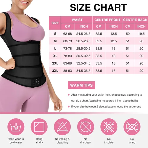 Vista 4 de Lover-Beauty Chaleco de entrenamiento de cintura para mujer, 3 cinturones, faja de entrenamiento con 9 huesos de acero, 3 ganchos, Negro