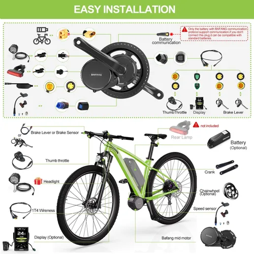Vista 5 de Velocímetro Bafang BBSHD, BBS02B, eléctrico, para motor de bicicleta, 1,000 vatios, 750 vatios, 500 vatios, kit de conversión para bicicleta