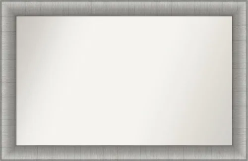 Vista 434 de Amanti Art Espejo de baño plateado para sobre el fregadero, 28 x 37 pulgadas, elegante espejo rectangular de peltre cepillado, marco de madera