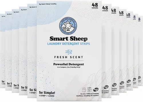 Vista 7 de Smart Sheep Tiras de detergente para ropa, piel sensible, ecológicas y sin plástico, perfectas para viajes y campamento (48 unidades, cítricos)