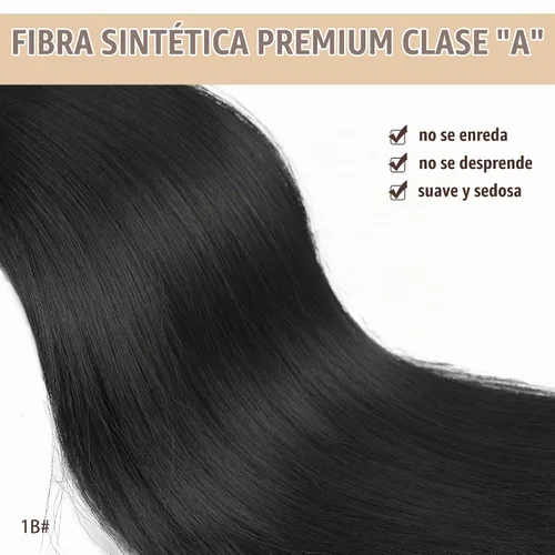 Vista 3 de BARSDAR Extensión de Cola de Caballo Corta y Recta - Extensiones de Cabello de Cola de Caballo con Cordón de 14 Pulgadas en Negro para Mujeres
