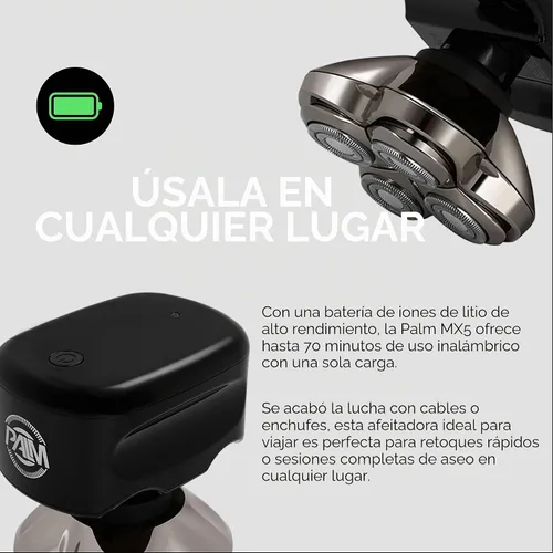 Vista 7 de Skull Shaver - Afeitadora Palm MX5 para cabeza y cara - Afeitado suave