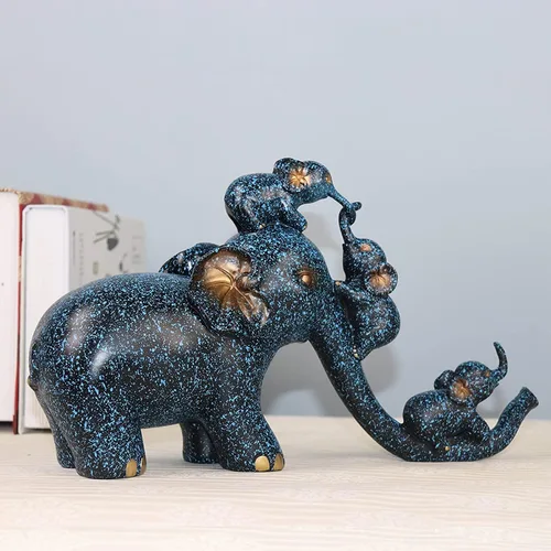 Vista 2 de Estatua de elefante de resina, escultura de elefante, esculturas de elefante, adornos para el hogar, dormitorio, sala de estar, jardín, oficina