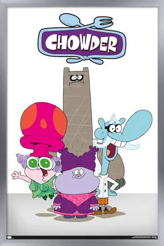 Vista 9 de Trends International Chowder - Póster de pared grupal, 22.4 pulgadas de largo x 14.7 pulgadas, versión enmarcada en madera de granero Versión