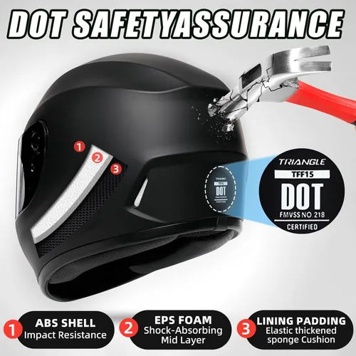 Vista 2 de TRIANGLE Cascos de motocicleta de cara completa para hombres y mujeres con visera tintada y transparente, cumple con la aprobación DOT Gris