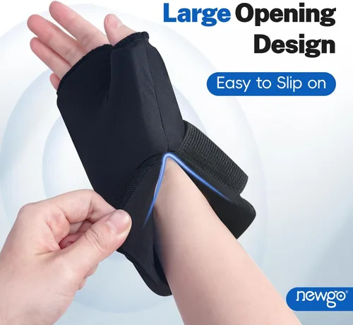 Vista 3 de NEWGO Guantes de hielo de mano para aliviar el dolor de muñeca y pulgar, terapia de calor y frío, envoltura de hielo para artritis, túnel carpiano