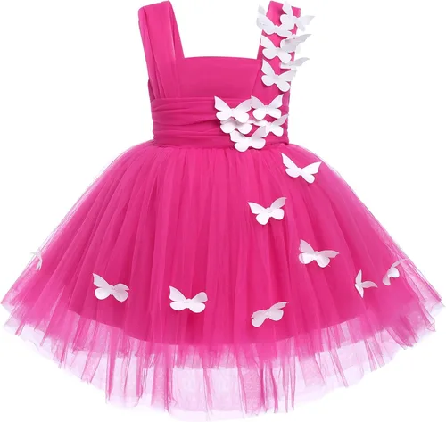 Vista 3 de Vestido de tutú con lentejuelas y lazo alto y bajo, vestido de pétalos de encaje, princesa, concurso, boda, fiesta de cumpleaños, vestido formal