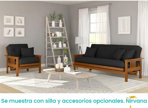 Vista 6 de Stanford juego de futón - Talla Full o Queen, colchón de 8 pulgadas, Madera Noble Cubierta negra de sarga