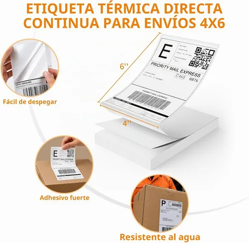 Vista 5 de RONGTA Etiquetas térmicas de envío 4x6, blancas (1 pila 100 etiquetas) Impresión clara y adhesivo fuerte, etiquetas térmicas compatibles