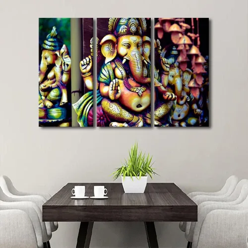 Vista 74 de TUMOVO Arte de pared de Dios hindú para sala de estar, lienzo de Ganesha, arte de pared de escultura de elefante, cuadros modernos, arte