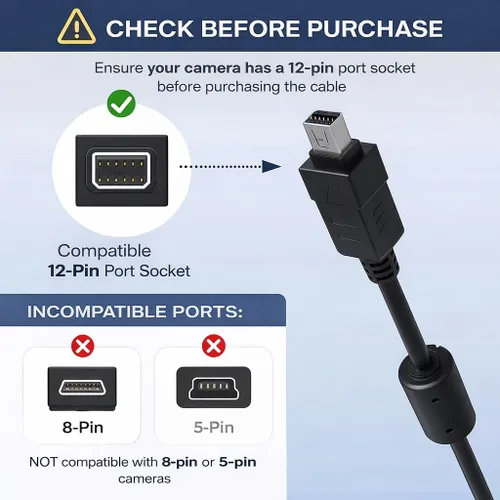 Vista 3 de Master Cables Olympus CB-USB5 CB-USB6 CB-USB8 Cable de carga y transferencia de datos USB para cámaras Olympus Tough TG Series, Stylus, FE, SZ, SH