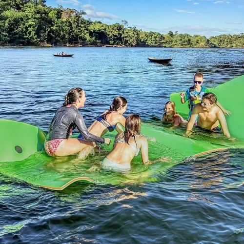 Vista 3 de MADOG - Alfombra de agua flotante para exteriores, para adultos, flotadores gigantes de piscina de 12 pies/18 pies para piscina, lago y océano, 3