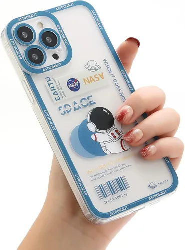 Vista 12 de Yonds Queen Funda transparente para iPhone 11, diseño de luna de astronauta espacial de astronauta de dibujos animados, elegante diseño de luna