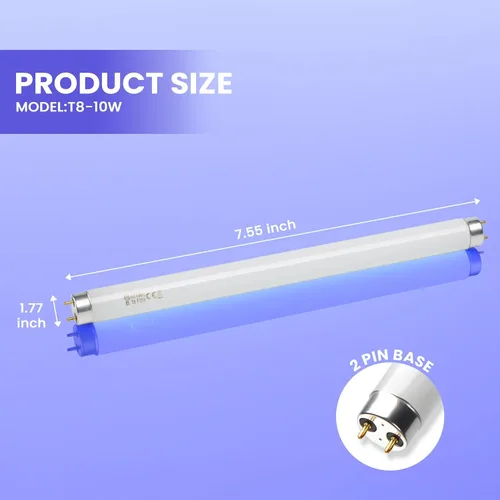 Vista 2 de LiBa Bombilla de repuesto para lámpara UV de 10 W - Tubos de luz, compatible con lámpara electrónica para mosquitos de interior de 20 W, adecuada