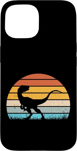 Vista 6 de Retro Sunset Jurassic Velociraptor Dinosaur Case for iPhone 17