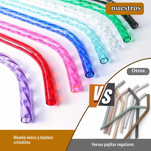 Vista 2 de Pajitas reutilizables para reemplazo de Stanley Cup, pajita larga de plástico de 12 pulgadas para vasos de 40 30 oz, pajitas duras coloridas