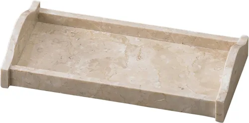 Vista 14 de Lujosa bandeja de tocador de mármol natural tallada a mano, organizador elegante y resistente para baño, dormitorio, maquillaje, encimeras, beige