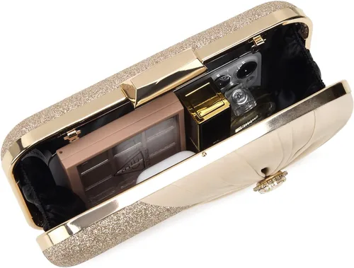 Vista 4 de Covelin Bolso de mano plisado de moda para mujer con bolso de noche de diamantes
